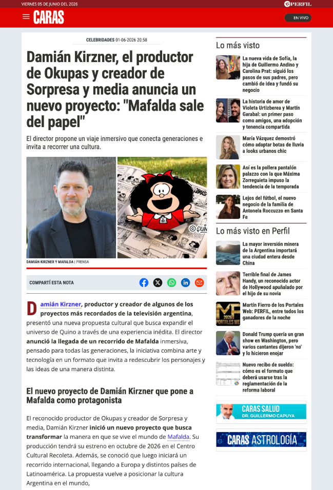 Prensa Caras Mafalda
